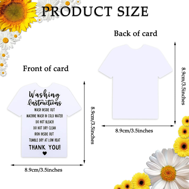 [Australia - AusPower] - 200 Pieces T Shirt Washing Instructions Cards Shirt Cleaning Care Instructions Card Customer Direction Card Small Business(White, Classic Style) White 