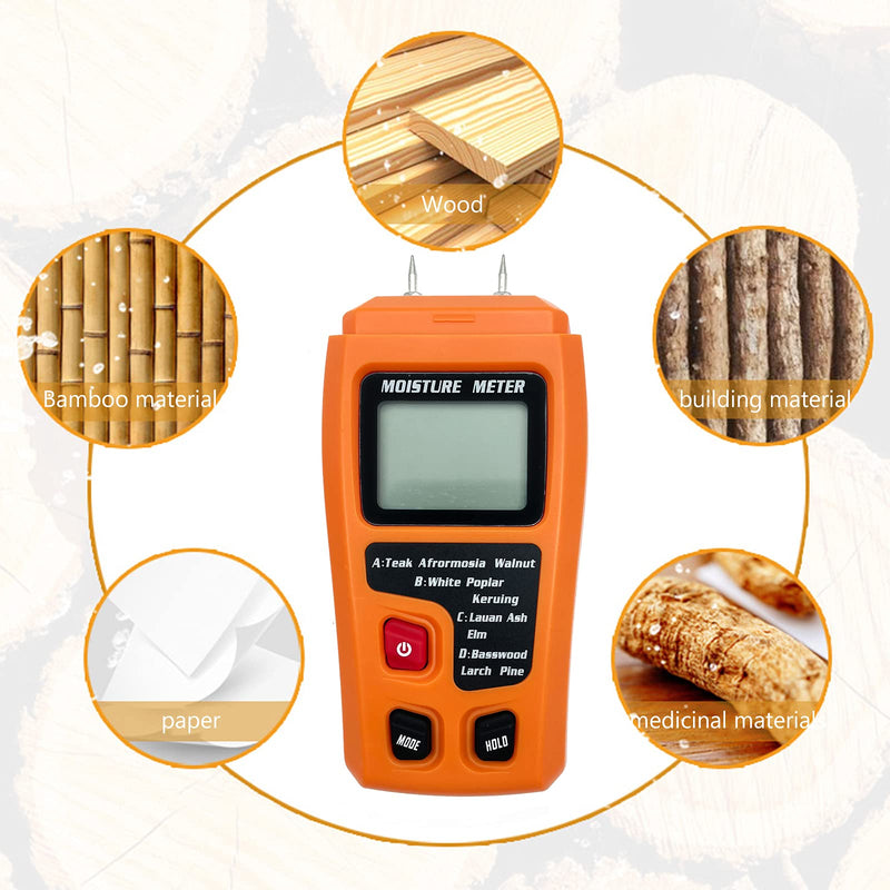 [Australia - AusPower] - Digital Wood Moisture Meter Wood Humidity Tester Hygrometer Timber Damp Detector Large LCD Display 