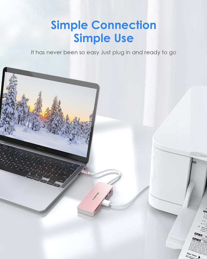 [Australia - AusPower] - LENTION USB C Hub with 3 USB 3.0 & SD/Micro SD Card Reader Compatible 2022-2016 MacBook Pro, New Mac Air/iPad Pro/Surface, More, Stable Driver Certified Type C Adapter (CB-C15, Rose Gold) 
