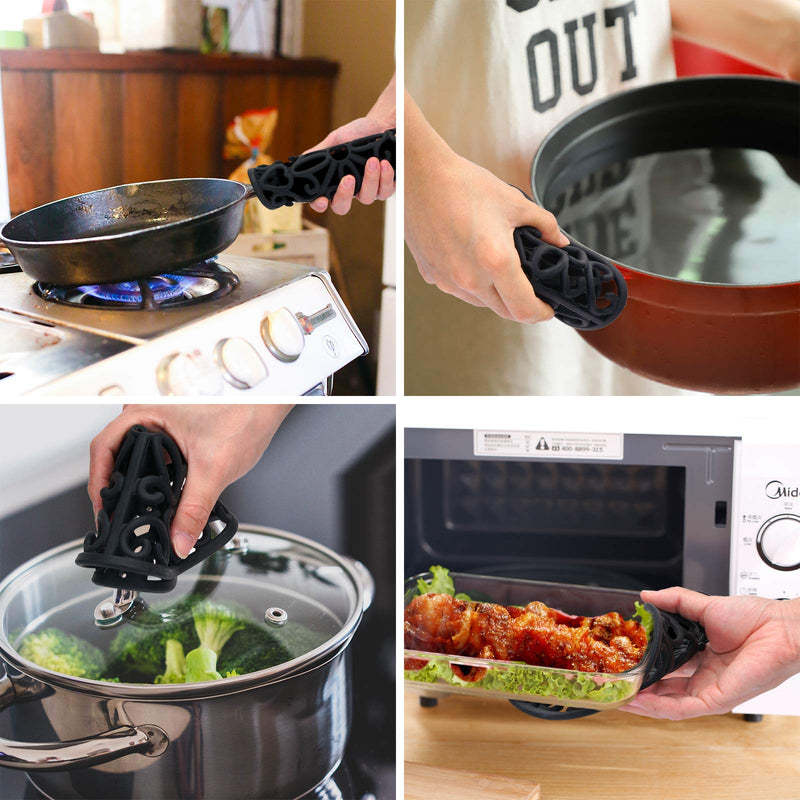 [Australia - AusPower] - CHEFBEE 3PCS Silicone Trivet Mat - Trivets for Hot Dishes, Table, Countertop, Non-Slip Heat Resistant Modern Kitchen Trivets, Teapot Trivet - Flexible Black Trivet Set 