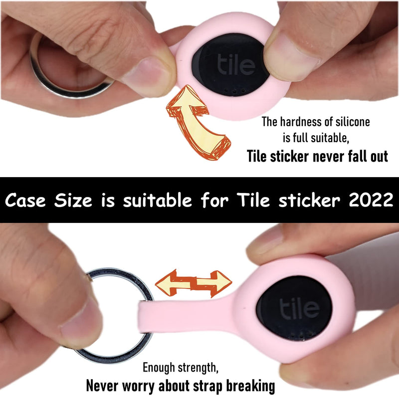 [Australia - AusPower] - Silicone Case for Tile Sticker 2022 with Keychain, a Finder Accessory, Protective Cover Sleeve for Tile Tracker Tag, Pet Dog Cat Collar Dropper, Secure Holder (Black,Green,Pink,Blue 4Pack) 4 Pack strap 
