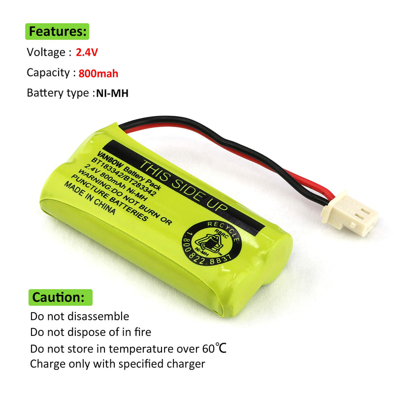 [Australia - AusPower] - VANBOW BT162342 BT262342 BT183342 BT283342 2.4V 800mah Cordless Phone Batteries Compatible with VTech CS6114 CS6419 CS6719 AT&T EL5210 EL52300 EL52400 CL81101 CL80111 Handset Telephone (Pack 3) 