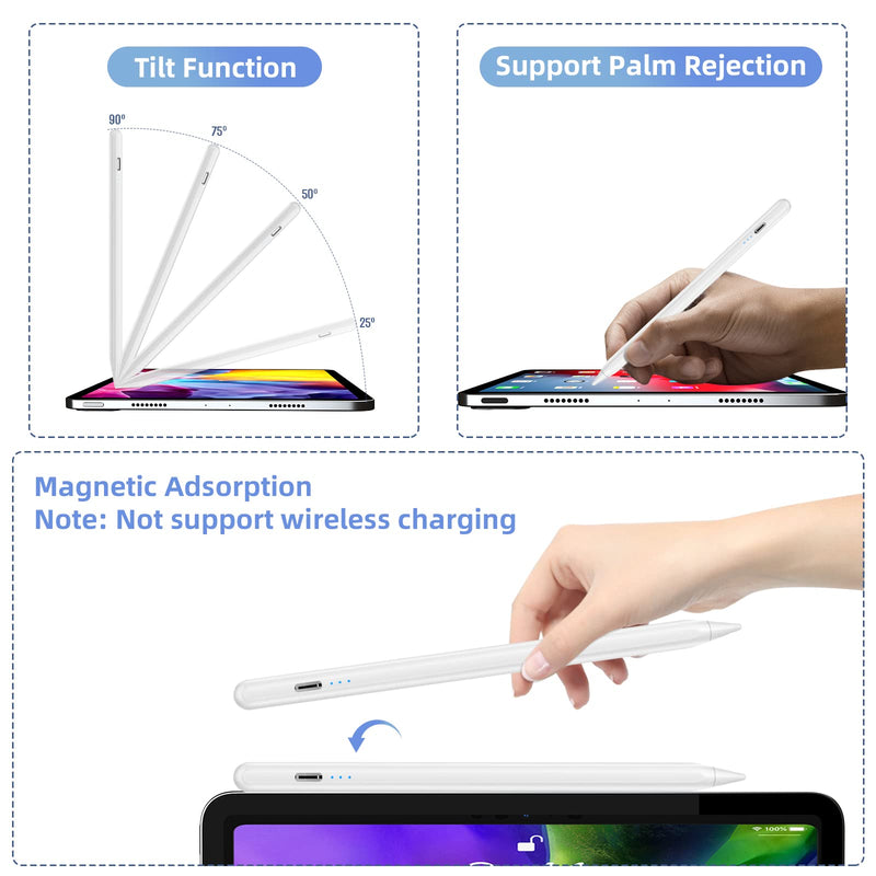 [Australia - AusPower] - Stylus Pen for iPad with Palm Rejection,3 Power Indicator Lights,Tilt Sensitive iPad Pencil Compatible (2018-2022)Apple iPad 9th/8th/7th/6th,iPad Pro 11/12.9 in,iPad Air 5th/4th/3rd,iPad Mini 6/5 Gen 