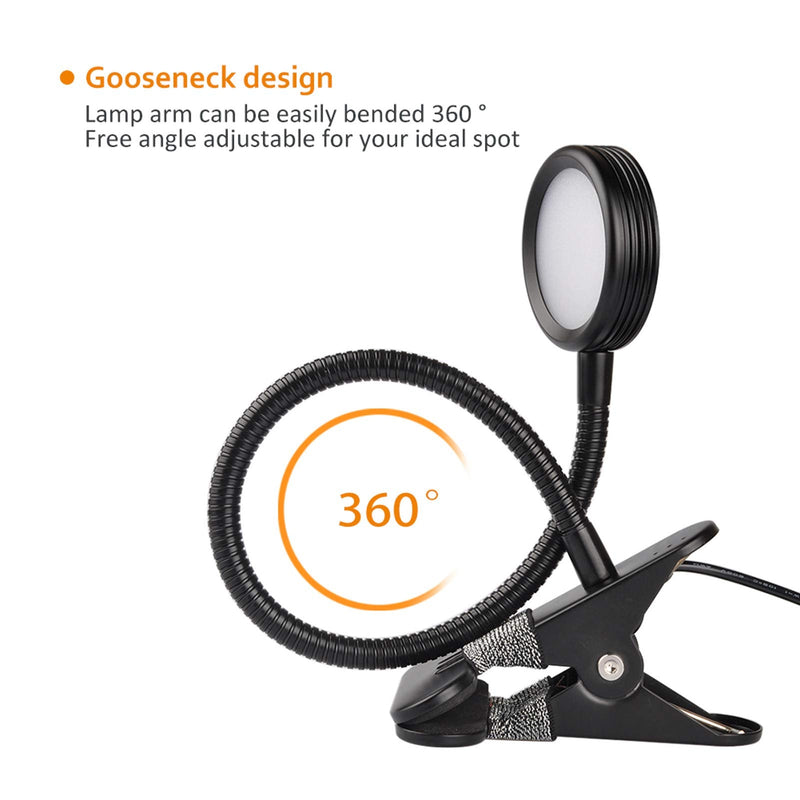 [Australia - AusPower] - LEPOWER Clip on Light / Reading Light/ Light Color Changeable/ Night Light Clip on for Desk, Bed Headboard and Computers (Black) Black 