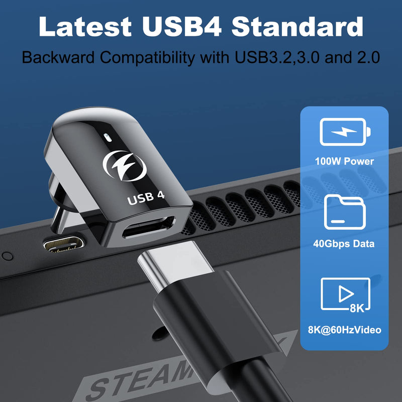 [Australia - AusPower] - DuHeSin USB C Magnetic Adapter, (2 Pack) Right Angle Magnetic USB C Adapter 24 Pins with PD 140w Charge USB4 40Gbps 8K 60Hz for Thunderbolt 3/4, MacBook Pro/Air, Swtich and More Type C Devices 90 Degree 