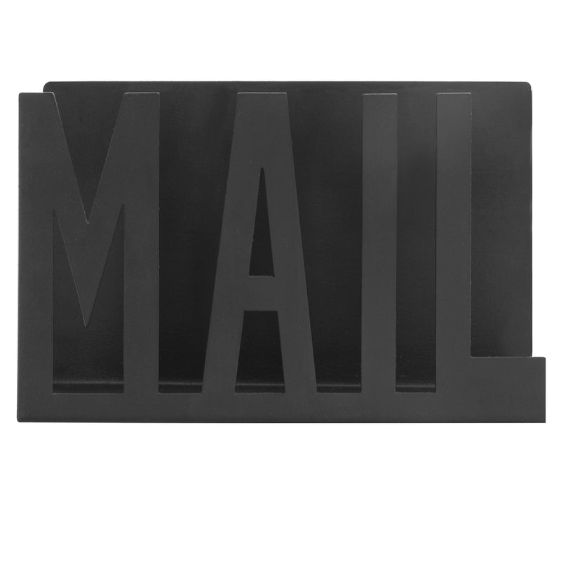 [Australia - AusPower] - MyGift Modern Black Metal Mail Holder Countertop Organizer with Cutout Mail Lettering Design, Office Desktop Envelope and Document Storage Rack 