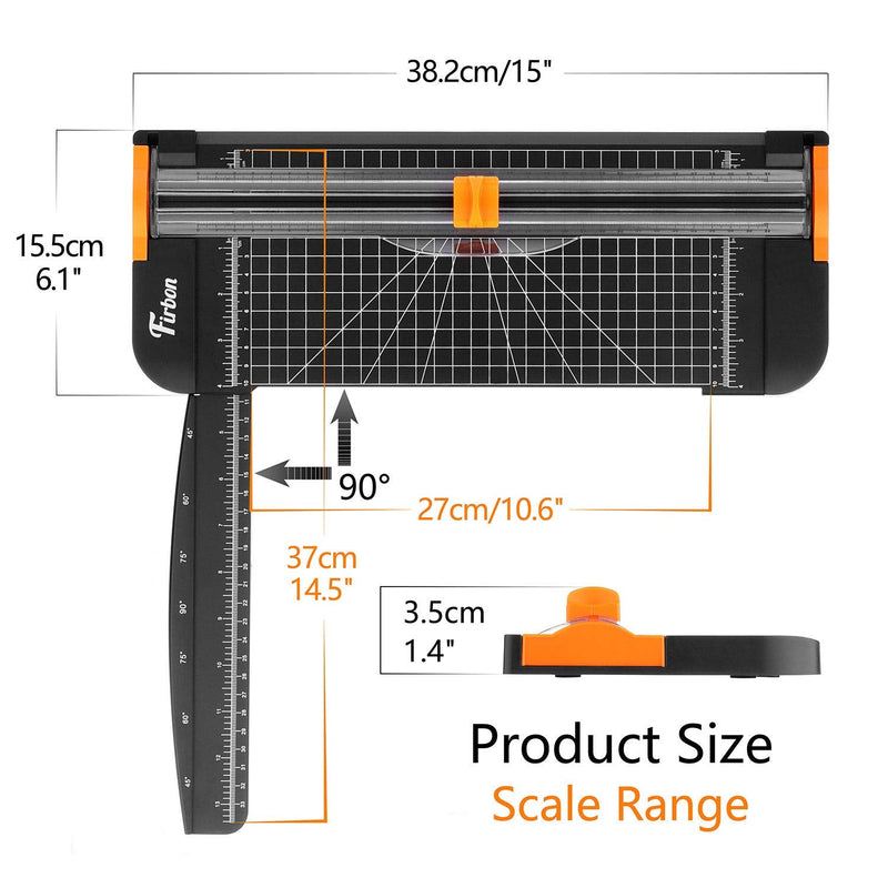 [Australia - AusPower] - Firbon A4 Paper Cutter 12 Inch Titanium Paper Trimmer Scrapbooking Tool with Automatic Security Safeguard and Side Ruler for Craft Paper, Coupon, Label and Cardstock (Black) 