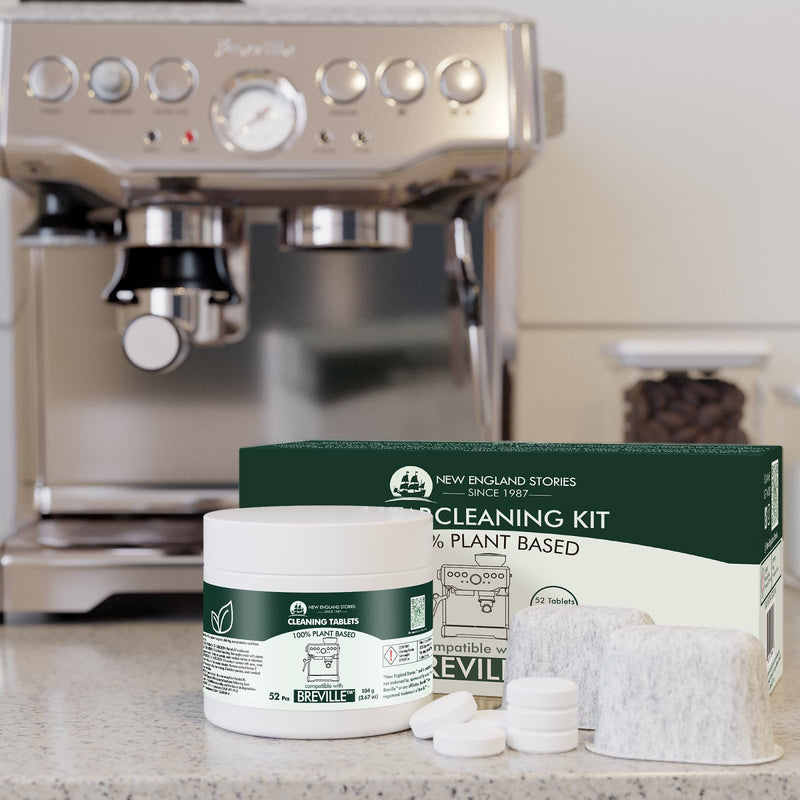 [Australia - AusPower] - New England Stories Breville Compatible Espresso Machine Water Filter Knit, 1 Year Espresso Clean Maintenance Kit, Includes 52 Cleaning Tablets & 6 Water Filter 