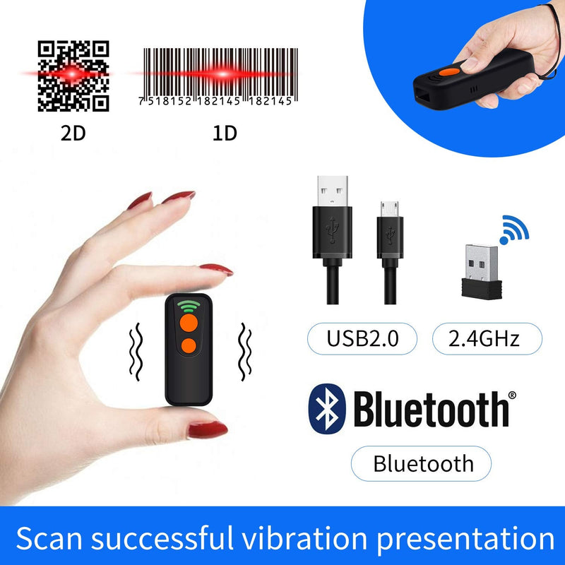 [Australia - AusPower] - 1D 2D Bluetooth Wireless Barcode Scanner,Symcode Portable QR Handheld Mini Barcode Reader for Windows,Android,iOS,Mac.Able to Scan Codes on Screen X7-2D 