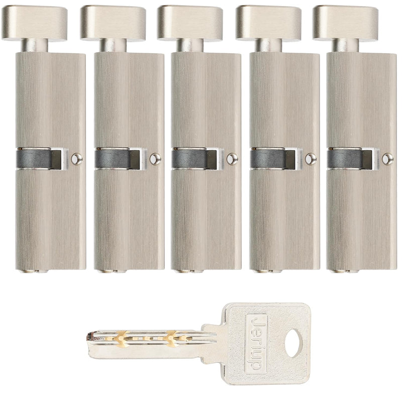 [Australia - AusPower] - Jeriup 80mm Euro Profile Lock Cylinder KEYED Alike Function with 5 Keys (dimple), Single Open Copper Lock Cylinder, Anti-Rust Corrosion Resistant Anti-Theft Wooden Door Lock Cylinder 