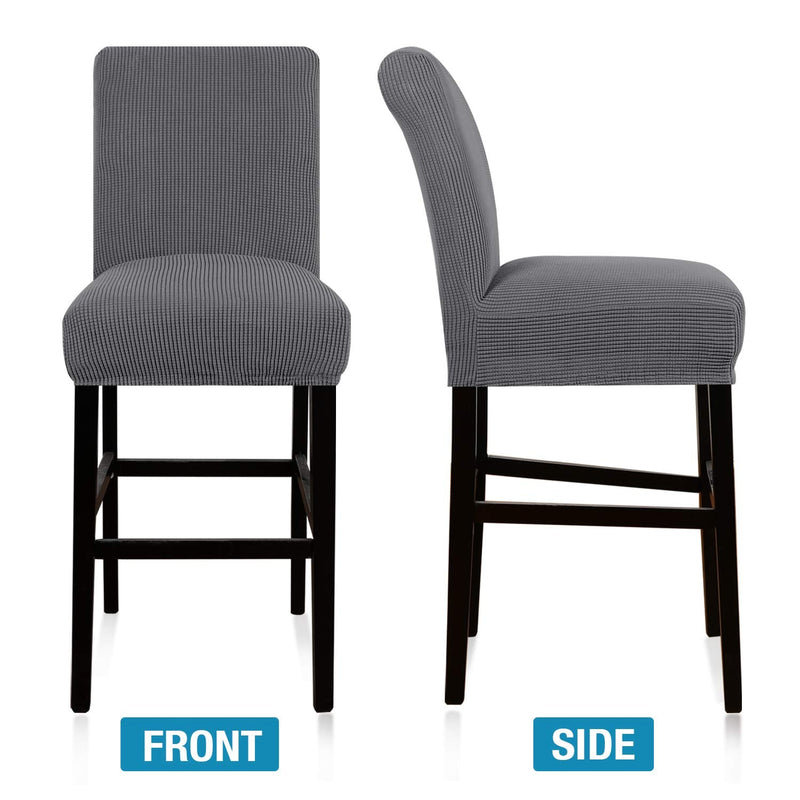 [Australia - AusPower] - High Stretch Bar Stool Cover Pub Counter Stool Chair Slipcover for Dining Room Cafe Furniture Chair Seat Cover Stretch Protectors Non Slip with Elastic Bottom Set of 2, Gray Grey 