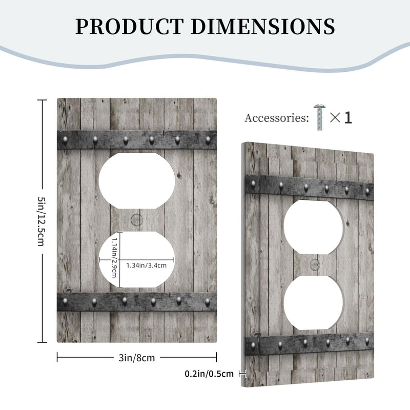 [Australia - AusPower] - Outlet Cover 1 Gang Old Distressed Barn Door Gray Natural Grey Wood Grain Light Switch Cover Single Duplex Wall Plate Covers Switchplate Covers Electrical Faceplate For Country Bedroom Decor(2 PACK) 1 Gang Duplex(2 pack) 
