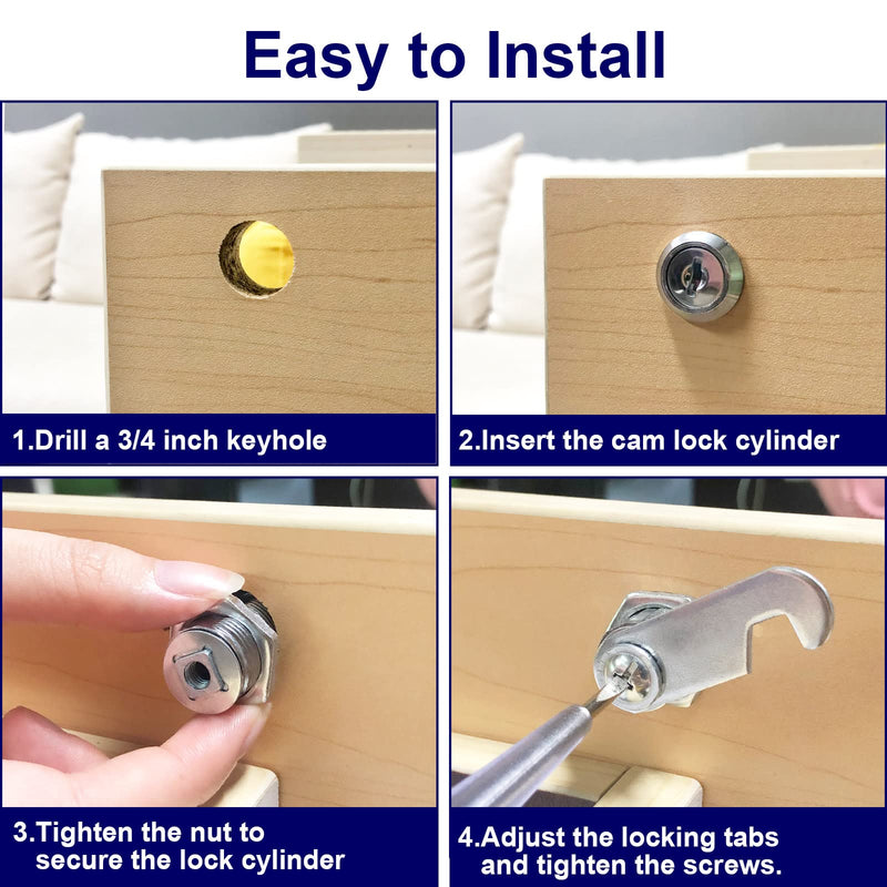 [Australia - AusPower] - Jayseon 3 Pack Cabinet Locks with Keys, Mailbox Lock Cam Locks 5/8" Keyed Alike, Toolbox Lock Replacement Lock for Toolbox Locks with Keys, Zinc Alloy 3 Pcs 5/8 Inch 