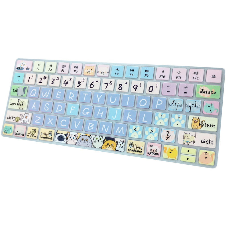 [Australia - AusPower] - Keyboard Cover Skin for Apple Wireless iMac Magic Keyboard MLA22LL/ A (Model: A1644), Silicone Skin Protector with Pattern & Big Letter Design, US Layout, Cute Cat Model: A1644 