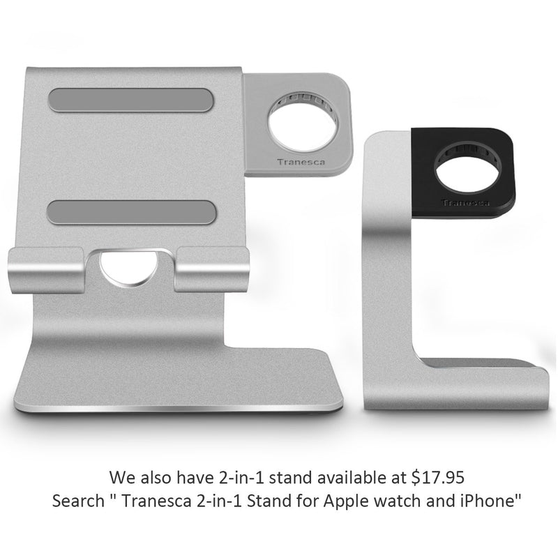 [Australia - AusPower] - Apple Watch Stand-Tranesca Apple Watch Charger Stand Holder Dock for Series 7/6 / 5/4 / 3/2 / 1/ SE (38mm / 40mm / 41mm / 42mm / 44mm / 45mm) - Silver Grey - Must Have Apple Watch Accessories 