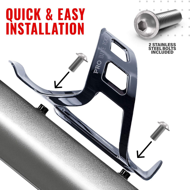 [Australia - AusPower] - PRO BIKE TOOL Bike Water Bottle Holder - Black or White Gloss or Matte Black, Secure Retention System, Lightweight and Strong Bicycle Bottle Cage, Great for Road and Mountain Bikes 