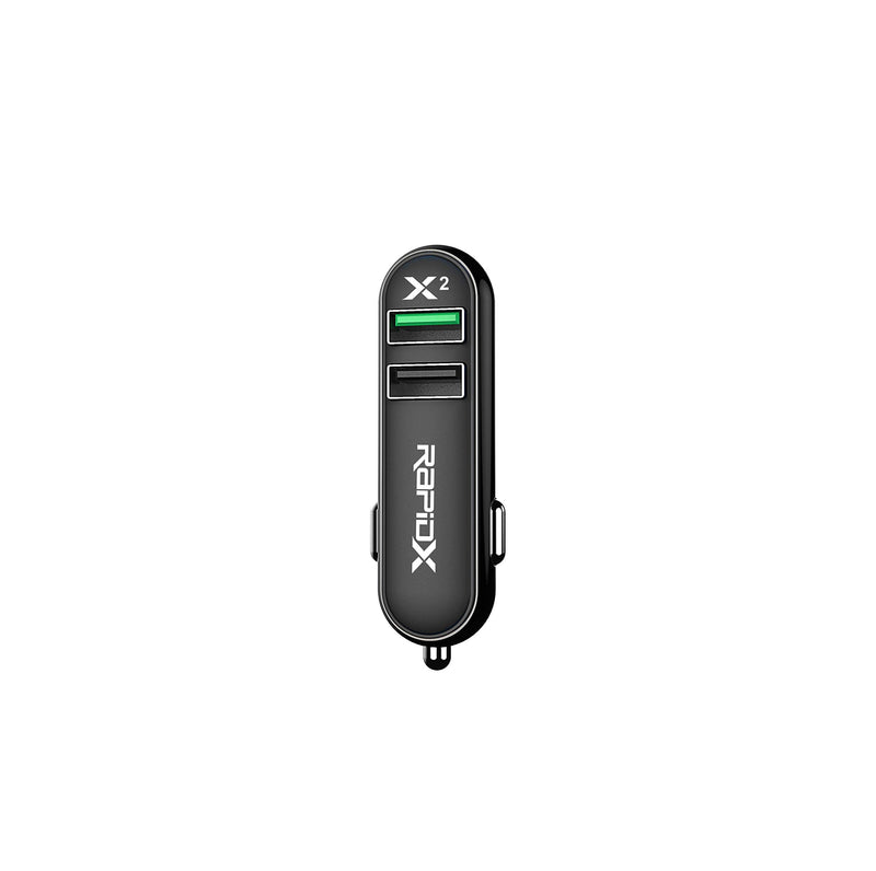 [Australia - AusPower] - RapidX RXX2QCBLK X2 2 Port Car Charger with Quick Charge Black (RX-X2QCBLK) 
