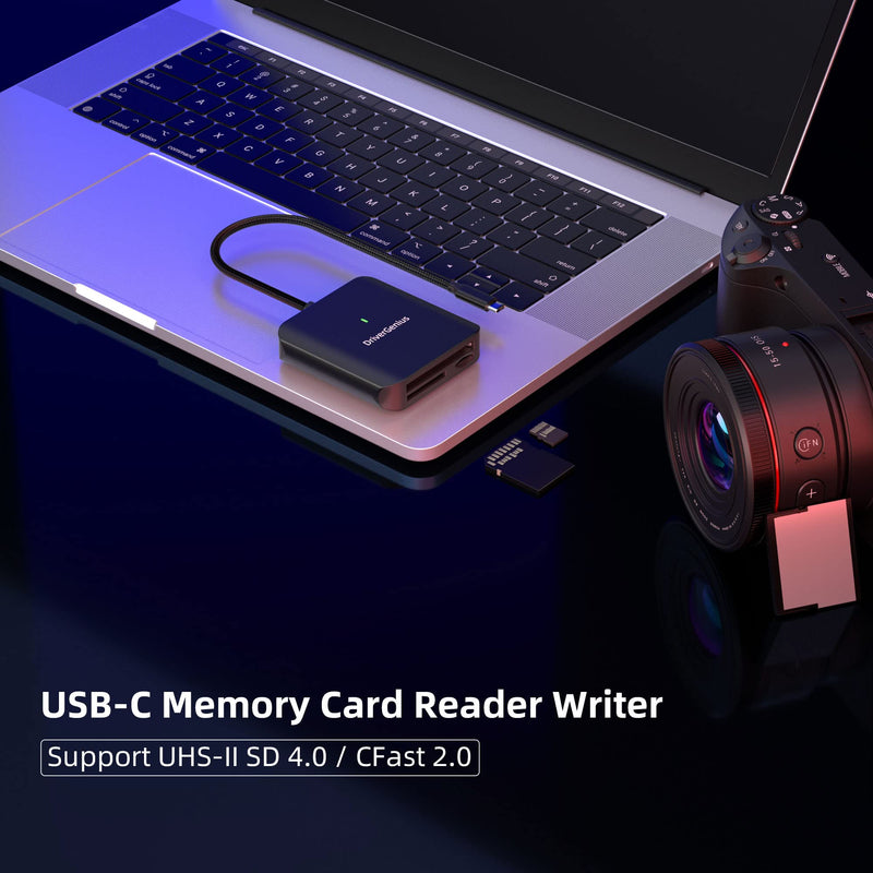 [Australia - AusPower] - DriverGenius HB081 | 3-in-1 CFast 2.0 Reader USB-C UHS-II 4.0 SD/microSD Card Reader 