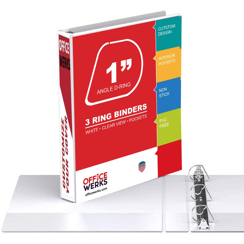 [Australia - AusPower] - 3 Ring Binder, 1" Angle D-Rings, White, Clear View 1 Inch 