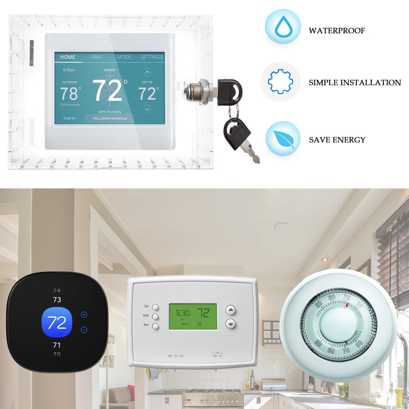 [Australia - AusPower] - Thermostat Lock Box Universal Thermostat Cover Thermostat Lock Box with Key Large Thermostat Guard Thermostat Cover with Lock Fits Thermostats 6.3''*4.72''*2.2'' Or Smaller 