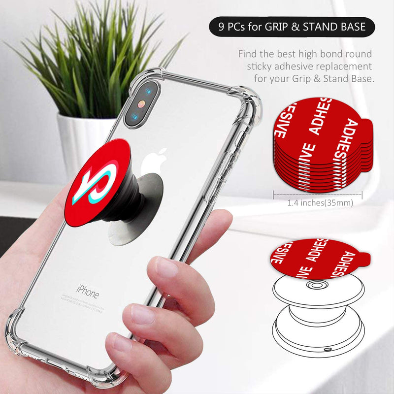 [Australia - AusPower] - Very High Bond Sticky Adhesive, AZXYI 9 Pack Adhesive Replacement for Socket Base, 1.4 inches Double Sided Sticker Tapes for Phone Collapsible Grip & Stand Base 