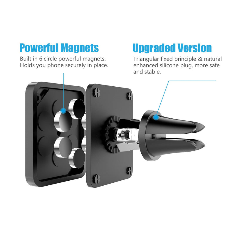 [Australia - AusPower] - WixGear Universal Air Vent Magnetic Phone Car Mount Holder for Cell Phones with Fast Swift-Snap Technology, Magnetic Cell Phone Mount [New Stronger Square Design] 
