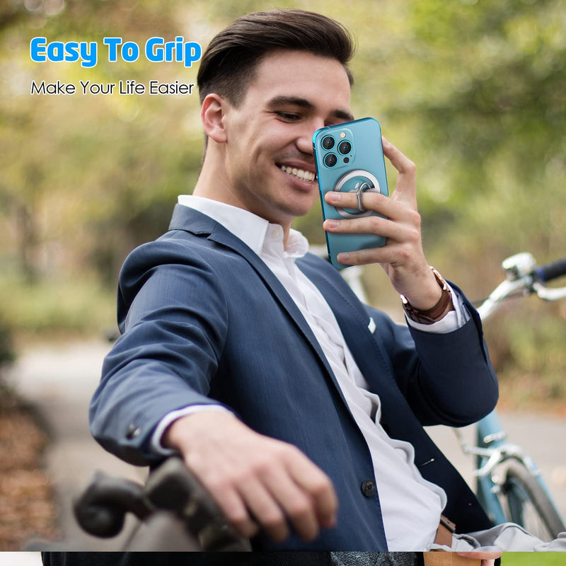 [Australia - AusPower] - WixGear Magnetic Phone Grip, Magnetic Phone Ring Holder with Adjustable Kickstand, Compatible Only with iPhone 13, 12/12 Pro / 12 Pro Max / 12 Mini (Silver) 