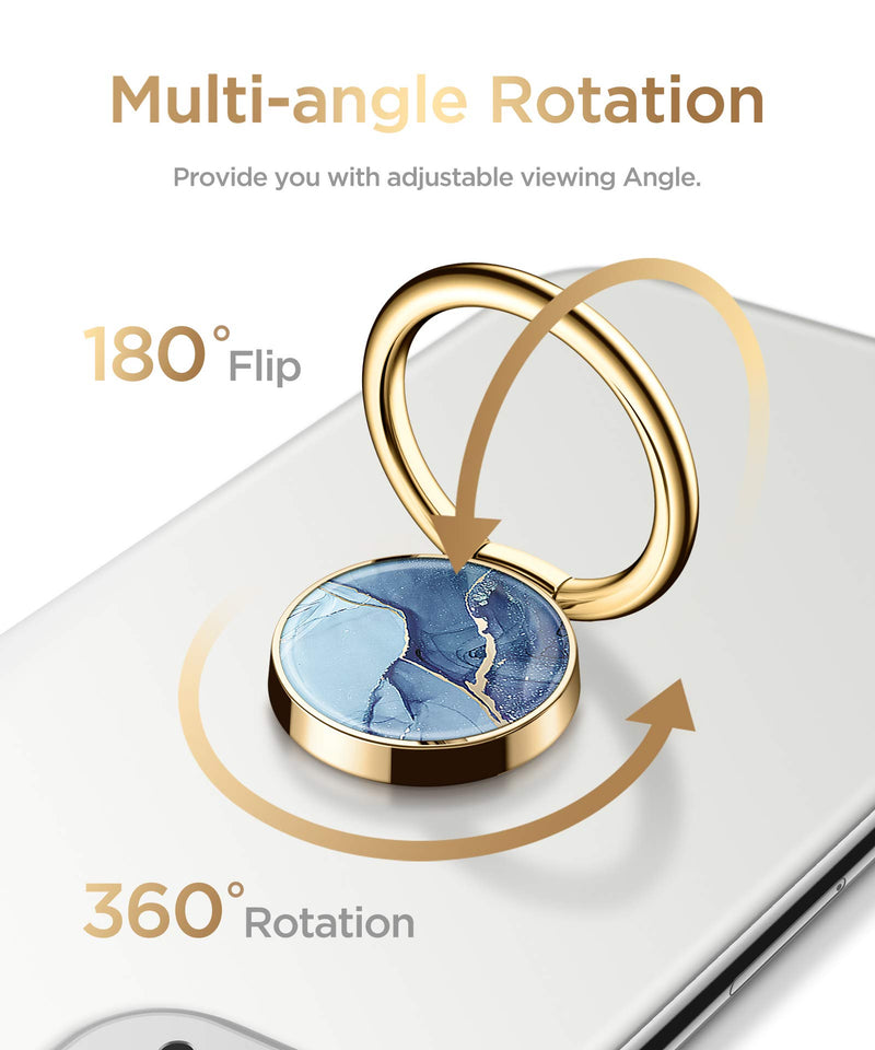 [Australia - AusPower] - GVIEWIN Marble Cell Phone Ring Holder, Metal Kickstand Grip for Magnetic Car Mount Compatible with iPhone 13 Pro Max/13 Pro/12 Pro Max/11 & Galaxy S22 Ultra/S22 and Other Smartphones (Navy Blue) Navy Blue 