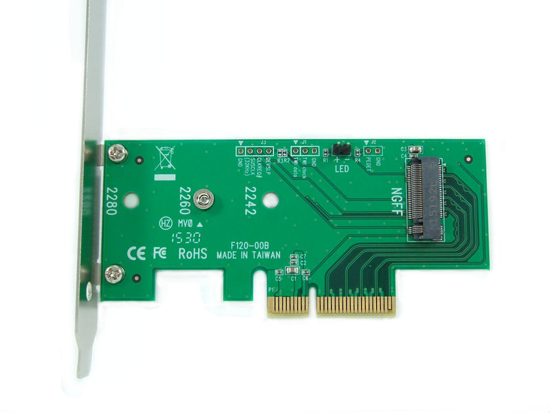 [Australia - AusPower] - Ableconn PEXM2-SSD M.2 NGFF PCIe SSD to PCI Express x4 Host Adapter Card - Support M.2 PCIe (NVMe or AHCI) Type 2280, 2260, 2242 PCIe M.2 (M-Key) 