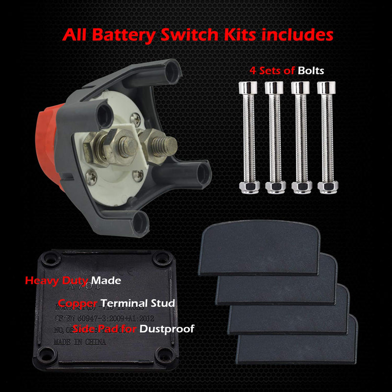 [Australia - AusPower] - Ampper Battery Switch, 12-48 V Battery Power Cut Master Switch Disconnect Isolator for Car, Vehicle, RV and Boat (On/Off) On-Off 