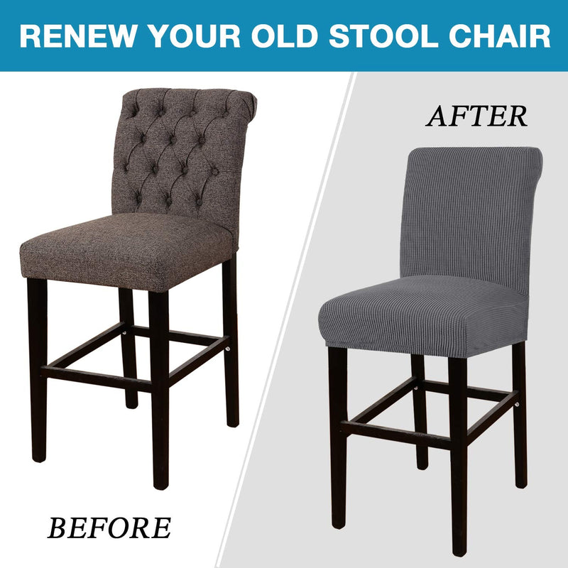[Australia - AusPower] - High Stretch Bar Stool Cover Pub Counter Stool Chair Slipcover for Dining Room Cafe Furniture Chair Seat Cover Stretch Protectors Non Slip with Elastic Bottom Set of 2, Gray Grey 