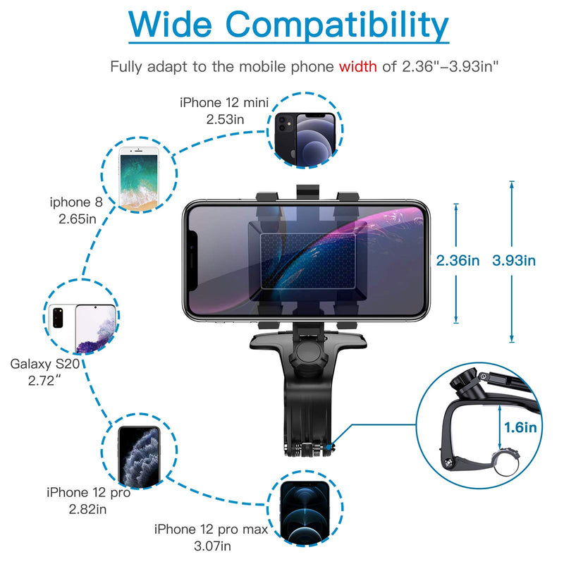 [Australia - AusPower] - 2021 Upgraded Car Phone Holder Mount for Dashboard, 1200° Rotating Cell Phone Holder for Car, Universal Big Clamp Car Phone Mount Compatible with iPhone, Samsung, Moto and More-Wipalor 1200° Rotating Car Phone Holder 