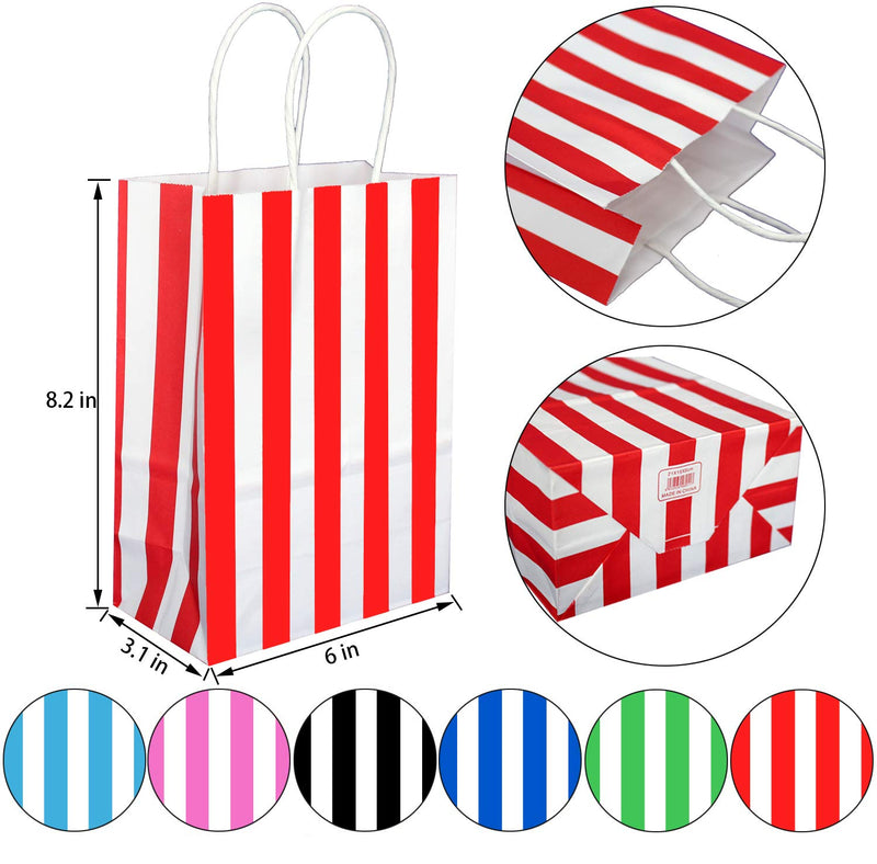 [Australia - AusPower] - 25 PCS Black and White Striped Gift Bags Small Kraft Paper Bags with Handles for Party Favor Supplies by ADIDO EVA (8.2 x 6 x 3.1 in) 8.2x6x3.1 Inch (Pack of 25) 