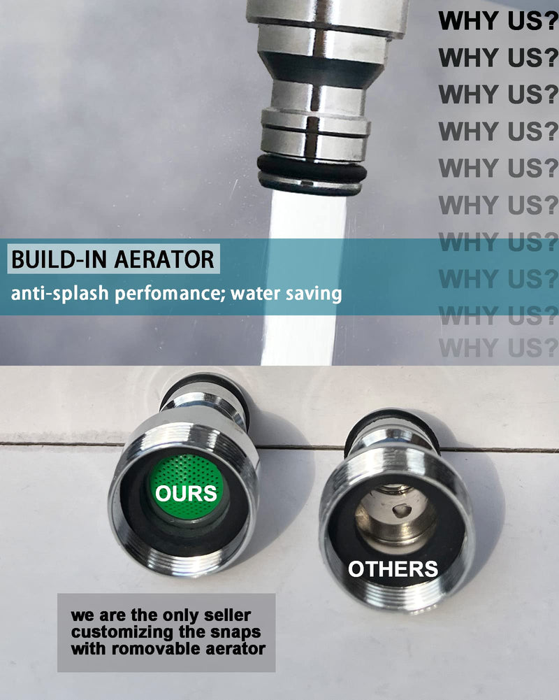 [Australia - AusPower] - bathroom Sink Faucet snap adapter quick connect to garden hose, kitchen faucet aratored quick snap connector to 3/4 inch GHT female for washer, indoor sink quick-fit attachment 