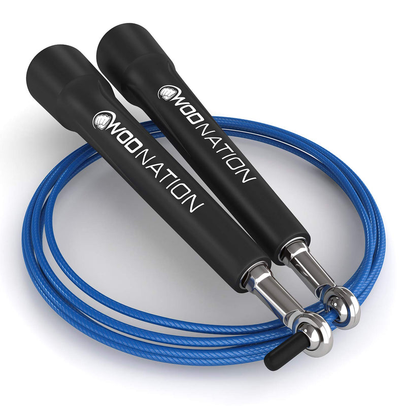 [Australia - AusPower] - WOD Nation Speed Jump Rope - Blazing Fast Jumping Ropes - Endurance Workout for Boxing, MMA, Martial Arts or Just Staying Fit - Adjustable for Men, Women and Children Black 