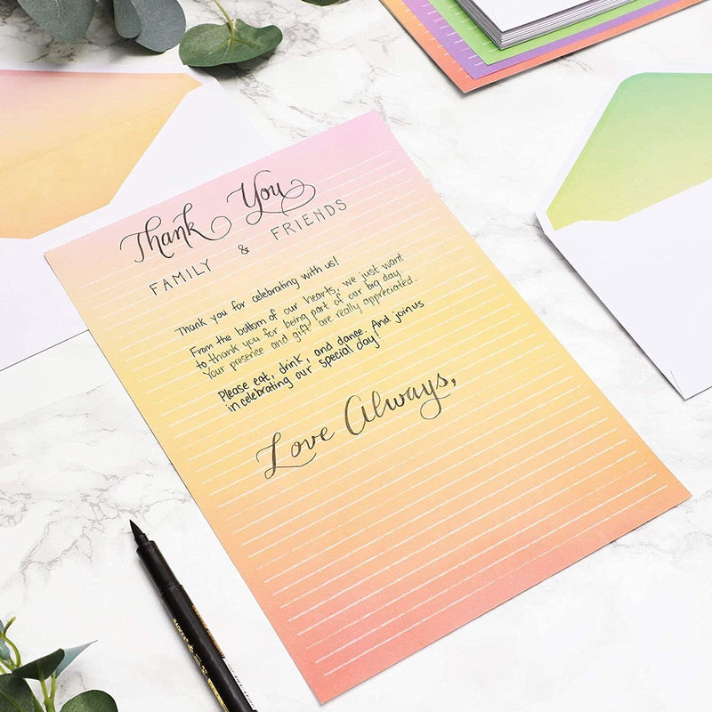 [Australia - AusPower] - Lined Watercolor Stationery Paper and Envelopes Set (10.25 x 7.25 Inches, 90 Pieces) 