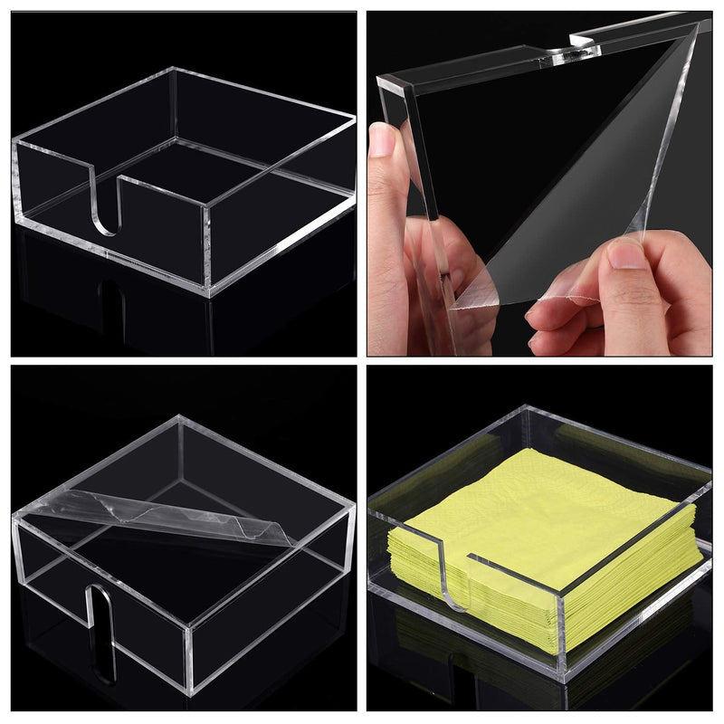 [Australia - AusPower] - 2 Pieces Acrylic Cocktail Napkin Holder, Clear Napkin Holder Square Rectangle Napkin Holder for Lunch Dinner Guest, Kitchen, Bathroom, Restaurant, Office, 5 mm Thickness (5.5 x 5.5 Inch) 5.5 x 5.5 Inch 