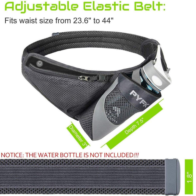 [Australia - AusPower] - PYFK Running Belt Hydration Waist Pack with Water Bottle Holder for Men Women Waist Pouch Fanny Bag Reflective Black 