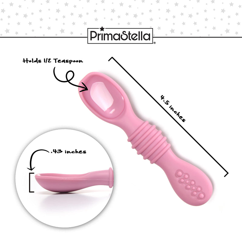 [Australia - AusPower] - PrimaStella Silicone Rainbow Chew Spoon Set for Babies and Toddlers | Safety Tested | BPA Free | Microwave, Dishwasher and Freezer Safe 