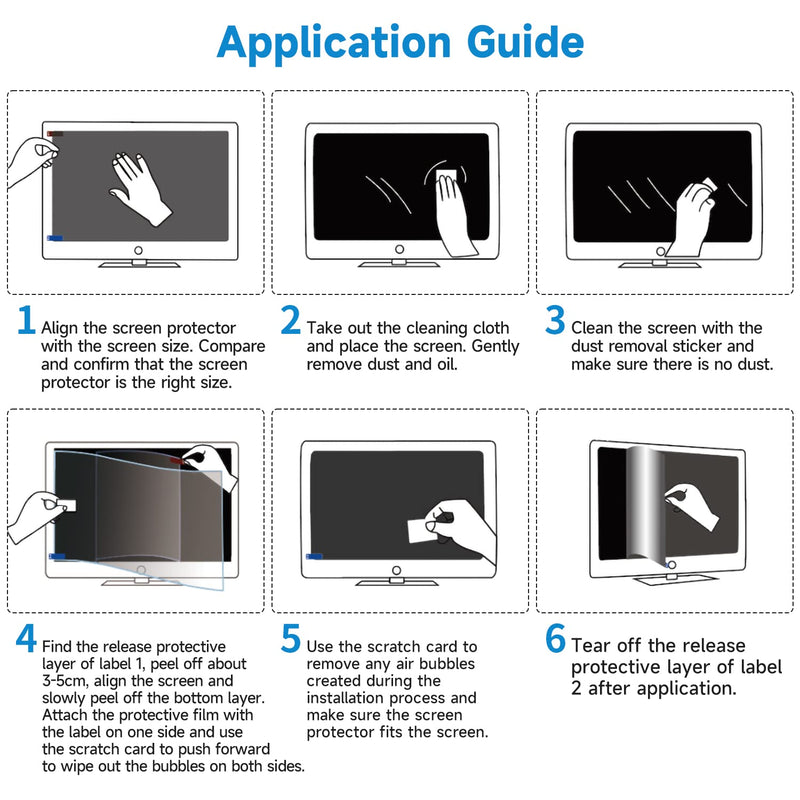 [Australia - AusPower] - [2 PACK] 24 inch Anti Glare (Matte) Screen Protector Compatible with All Brands of 24" Widescreen Desktop with 16:9 Aspect Ratio Monitor(SIZE: 24" Diagonal x 20.9" Width x 11.8" Height) 24" 16:9 - Anti Glare 