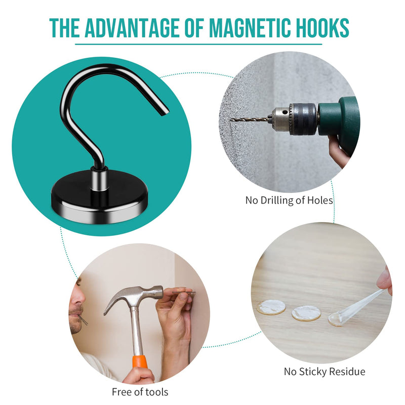 [Australia - AusPower] - 110LBS Strong Magnetic Hooks Heavy Duty, Magnets with Hooks, Magnet Hooks for Hanging, Magnetic Hook for Curtain, Home, Kitchen, Workplace (10 Pack) 110LBS-10pack 