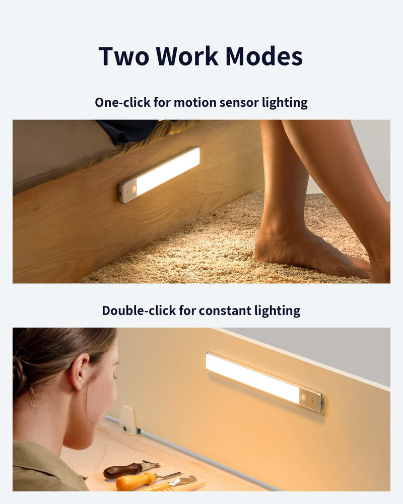 [Australia - AusPower] - 52LED Closet Light, EZVALO Rechargeable Night Light Under Cabinet Light Motion Sensor Light Wireless Dimmable Lights for Kitchen, Wardrobe, Stairs, Bedroom, Hallway 