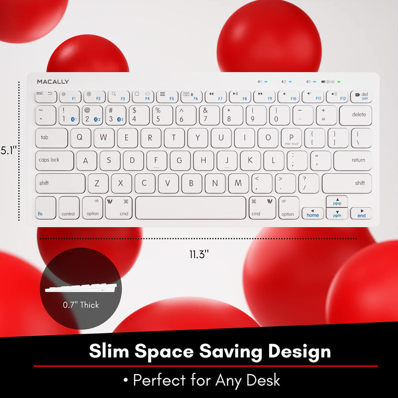 [Australia - AusPower] - Macally Bluetooth Keyboard for Mac - Multi Device Wireless Keyboard for Mac Mini / Pro, Macbook Pro / Air, iMac, iPad, iPhone, PC, Laptop - Compatible Apple Keyboard Wireless Compact with Stand 