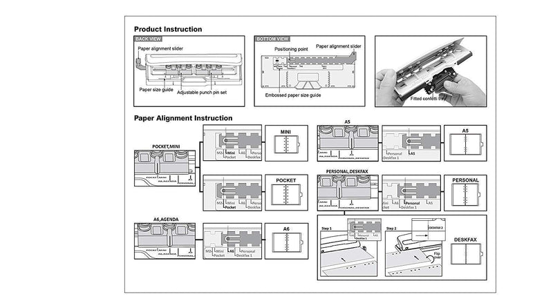 [Australia - AusPower] - Bira Craft Adjustable 6 Hole Punch, Black, 8 Sheet Capacity, Mini/Pocket A3/ A4 / A5 / A6 / Agenda/Personal/Deskfax, Performance Guaranteed 