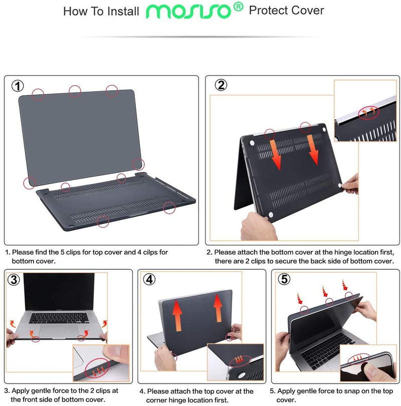 [Australia - AusPower] - MOSISO Compatible with MacBook Pro 16 inch Case 2020 2019 Release A2141 with Touch Bar Touch ID, Plastic Peony Hard Shell Case & Keyboard Cover Skin & Screen Protector, Black 