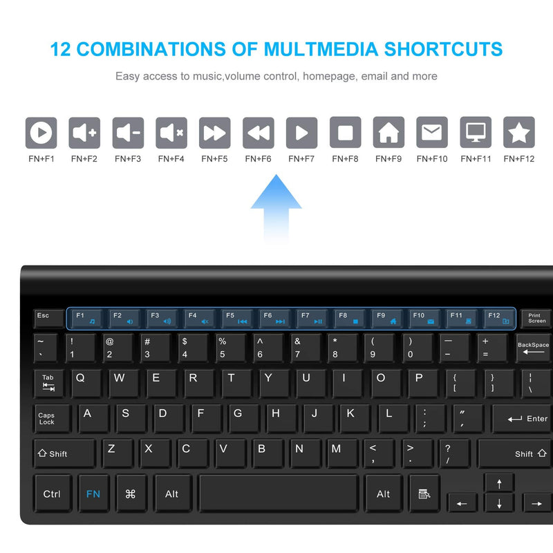 [Australia - AusPower] - LeadsaiL Wireless Keyboard and Mouse, Wireless Mouse and Keyboard Combo, Cordless USB Computer Keyboard and Mouse Set, Ergonomic, Silent, Compact Slim for Windows Laptop, Apple, iMac, Desktop, PC Black 