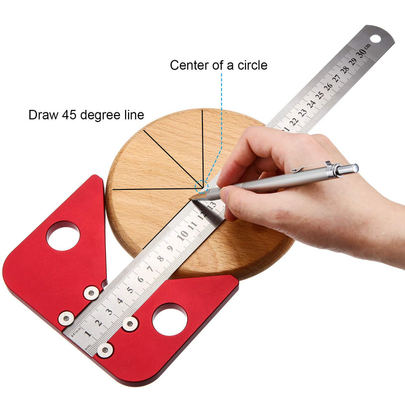 [Australia - AusPower] - Aluminum Alloy Square Center Scribe Center Finder Line Gauge Carpenter Ruler Woodworking Center Measuring Tool with Detachable Ruler 