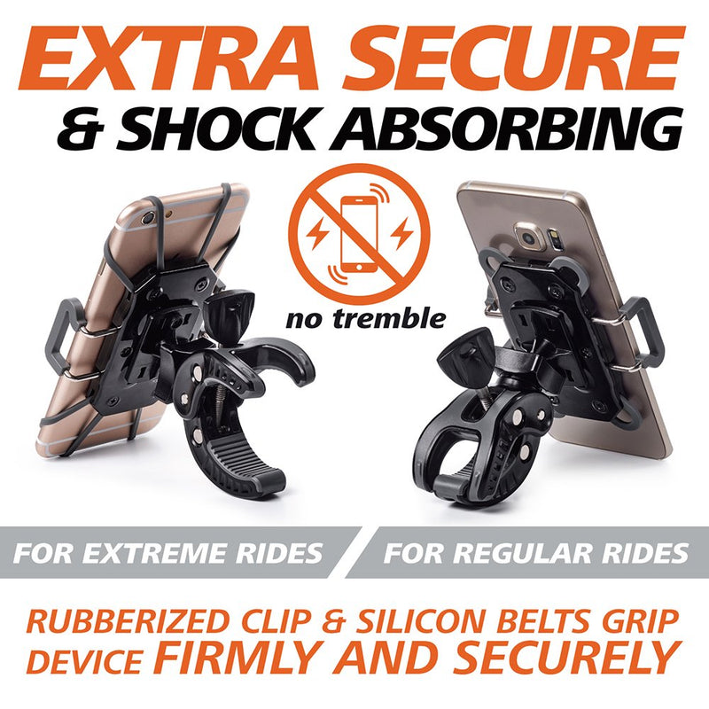 [Australia - AusPower] - Bike & Motorcycle Phone Mount - for iPhone 12 (11, Xr, SE, Max/Plus), Galaxy S21 or Any Cell Phone - Universal ATV, Mountain & Road Bicycle Handlebar Holder. +100 to Safeness & Comfort 