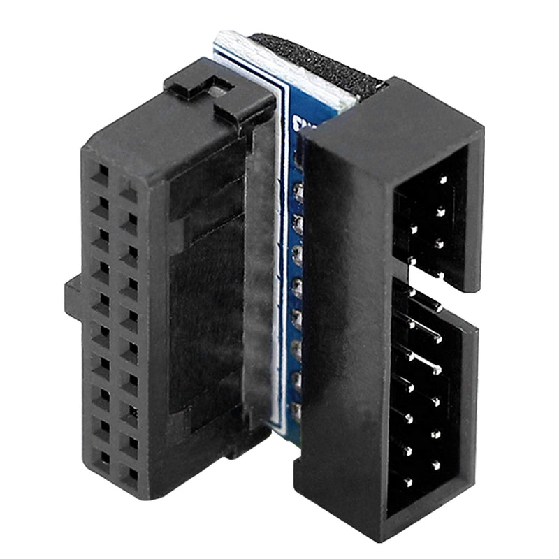 [Australia - AusPower] - Right Angled USB 3.0 20-pin Male to Female Extension Adapter,Gelrhonr Desktop Motherboard 90 Degree Angled USB 3.0 19-Pin Motherboard Internal Header-Black 2PCS 