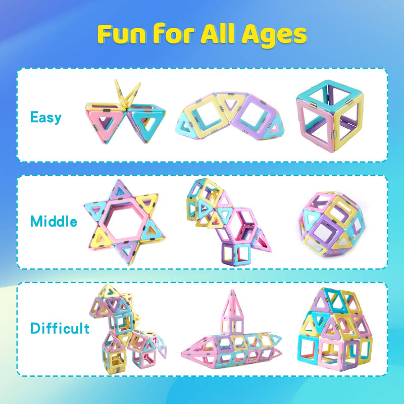 [Australia - AusPower] - Magnetic Tiles 80pcs Magnet Building Blocks Set Creative Stacking Toys for Kids, 3D DIY Construction Kit Preschool Child Montessori Toys STEM Learning Toys Gifts for Girls Boys 3 4 5 6 7 Years 80 